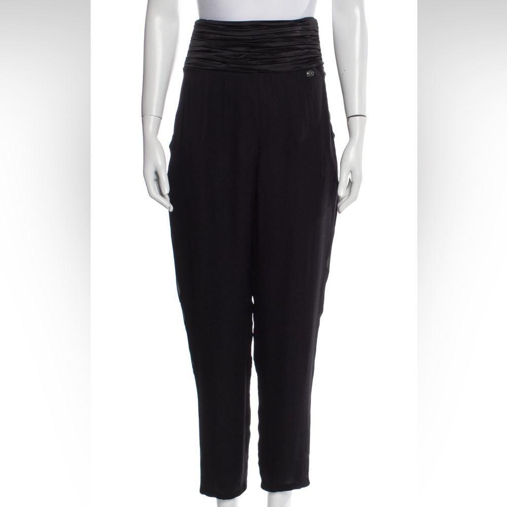 NWT Chanel FW2019 Black Silk High Waist Pants